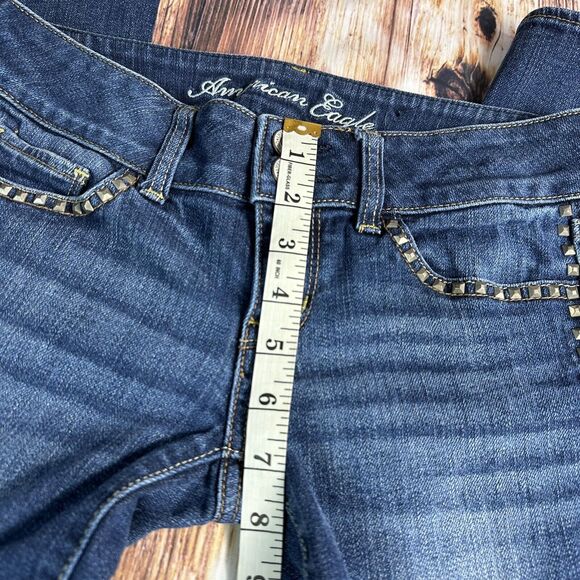 American Eagle ARTIST Size 4 Blue Low Rise Crop Capri Jeans Denim Pants 28x24 - Picture 4 of 9
